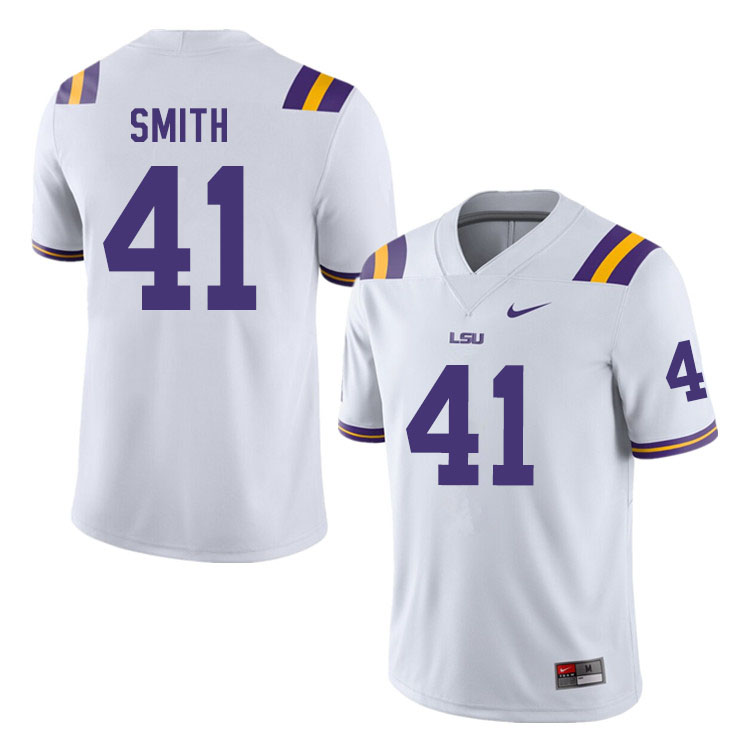 Men #41 Carlton Smith LSU Tigers College Football Jerseys Sale-White